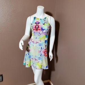 PARKER Potter watercolor silk Y back dress size S
